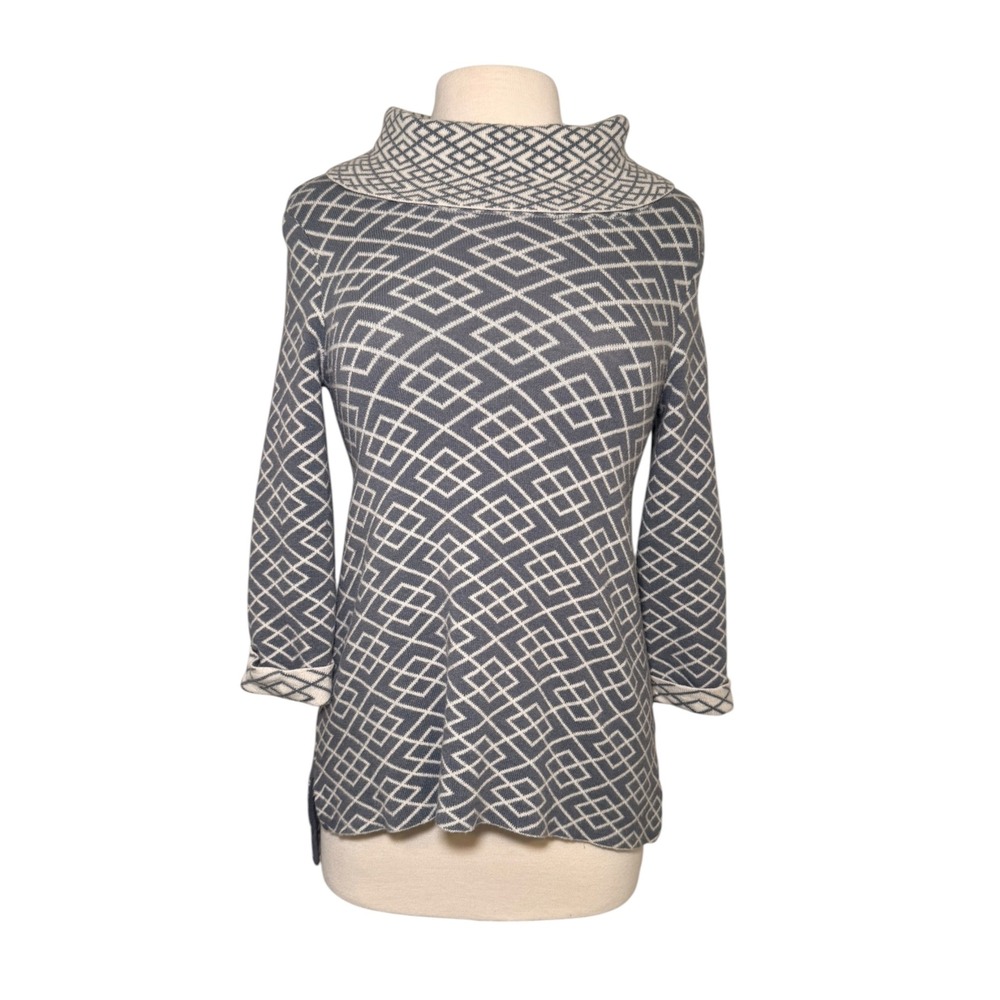 MOTH by Anthropologie Galena Gray Turtleneck Geometric Alpaca Blend Sweater S